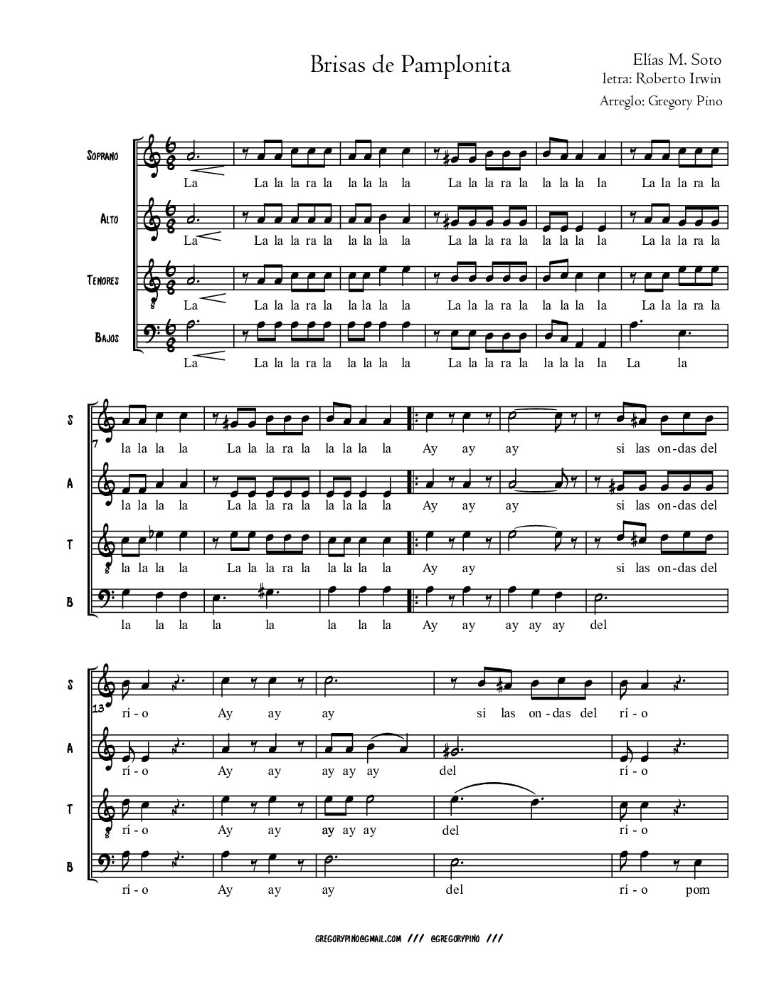Brisas de Pamplonita SATB