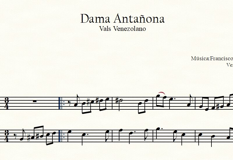 dama antañona, versión sencilla para piano
