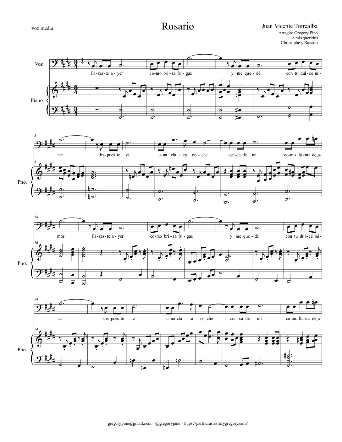 Rosario, J. V. Torrealba - piano y voz media