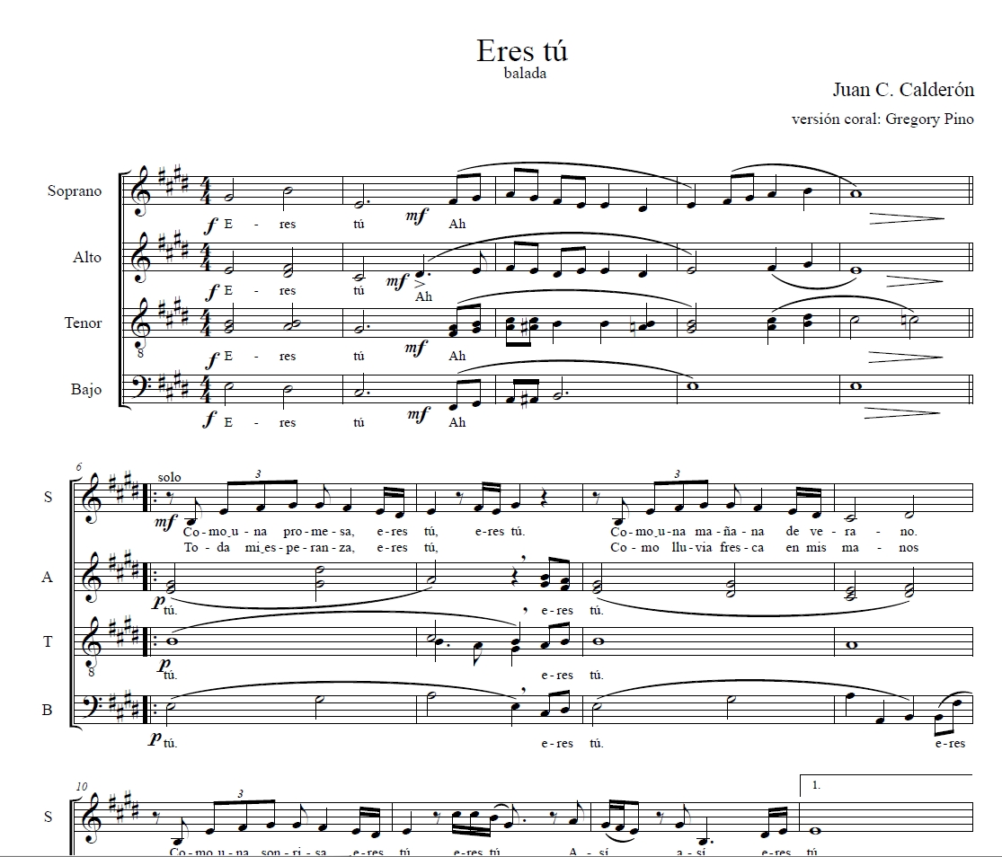 eres tú, satb y solista eres tú, satb y solista