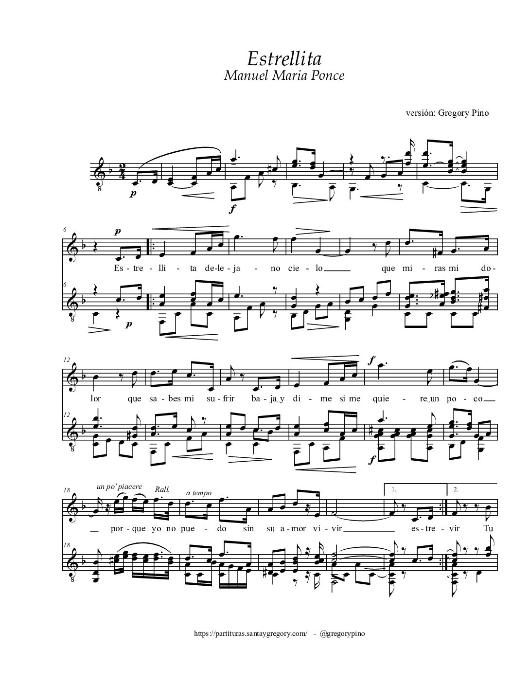 Estrellita, M. M. Ponce - guitarra y voz