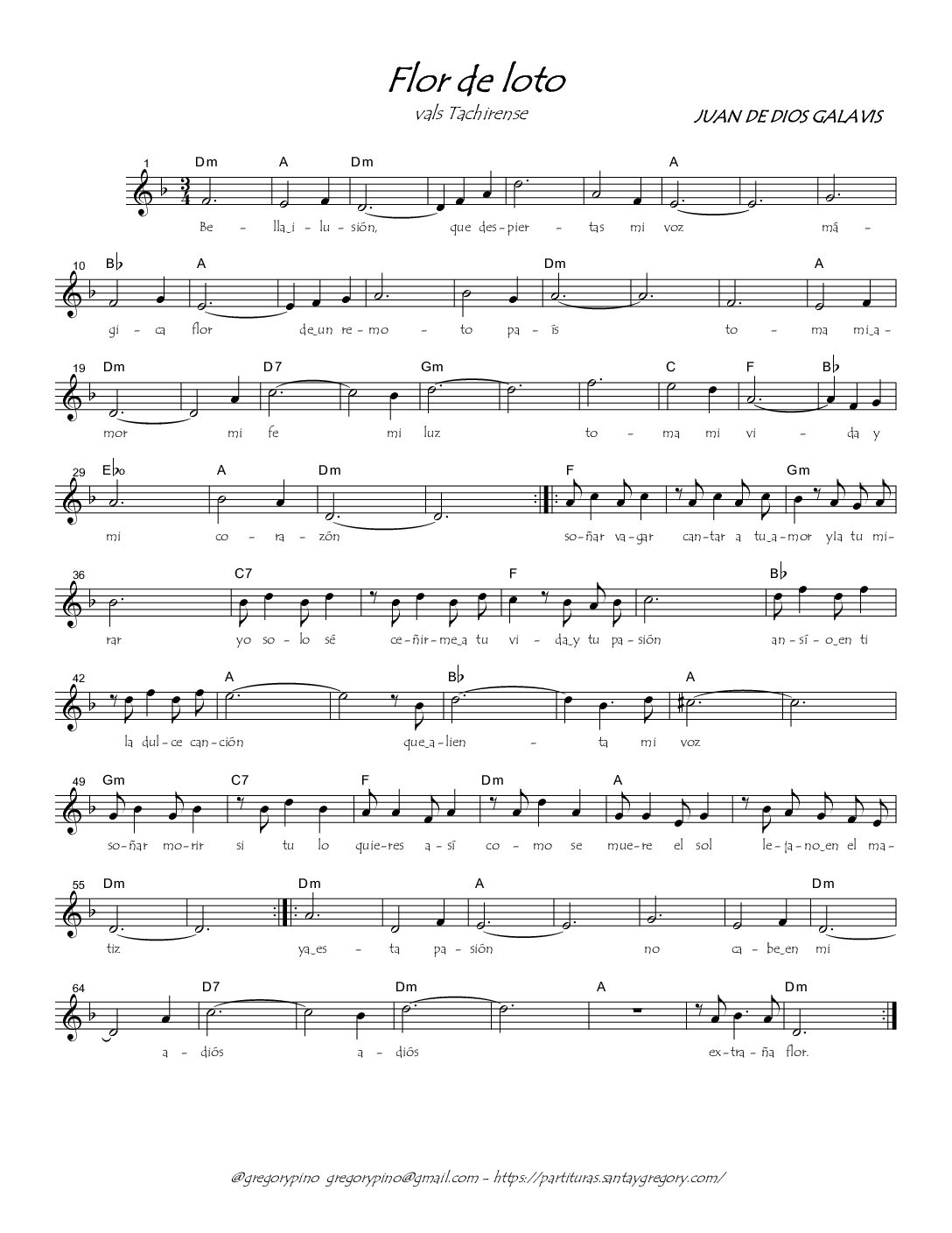 Flor de loto, J. Galaviz - vals del Táchira