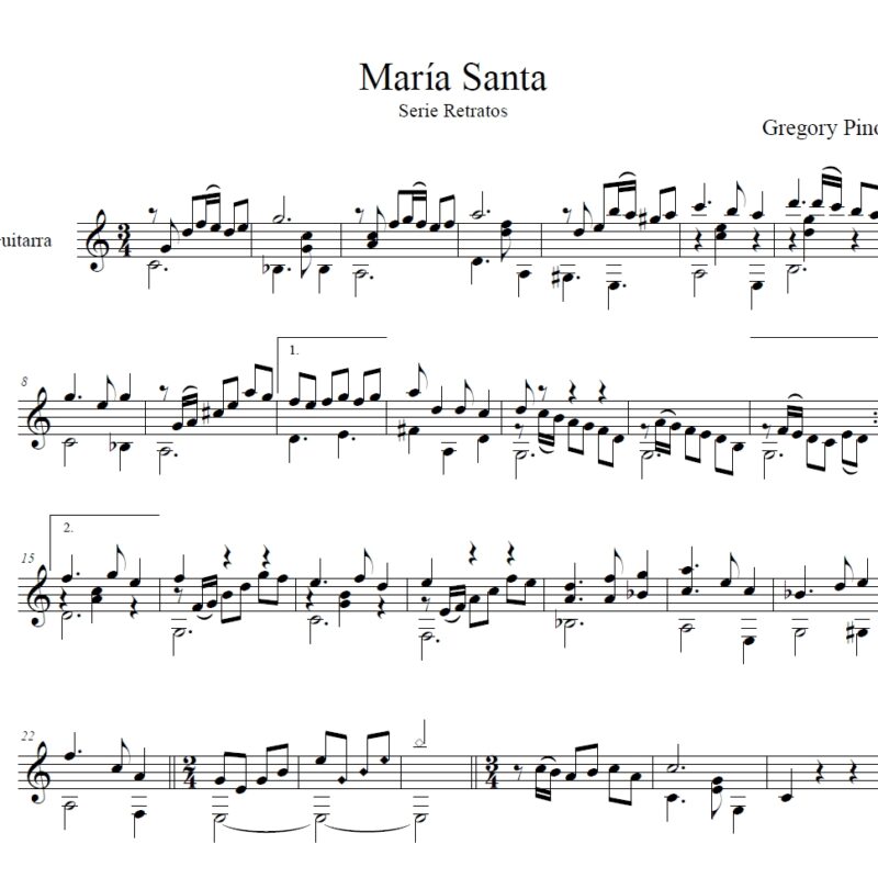 maría santa, para guitarra