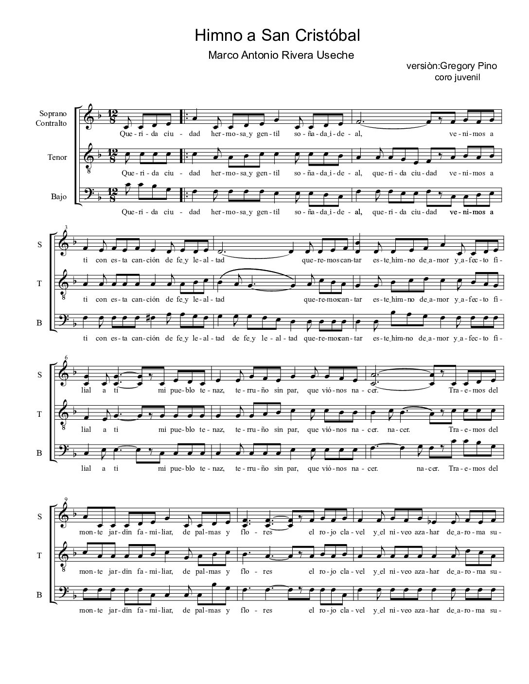 Himno a San Cristóbal, Marco A. Rivera U. - coro juvenil