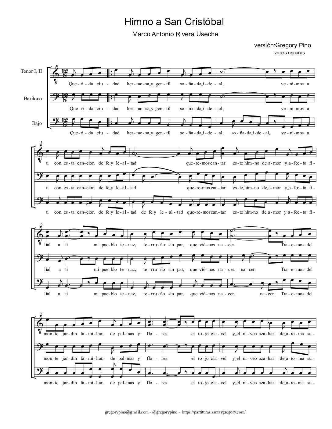 Himno a San Cristóbal, Marco A. Rivera U. - voces oscuras