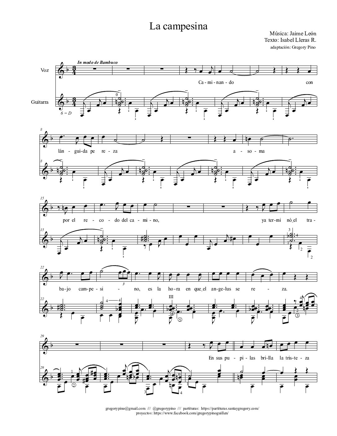 La campesina, J. León - guitarra y voz
