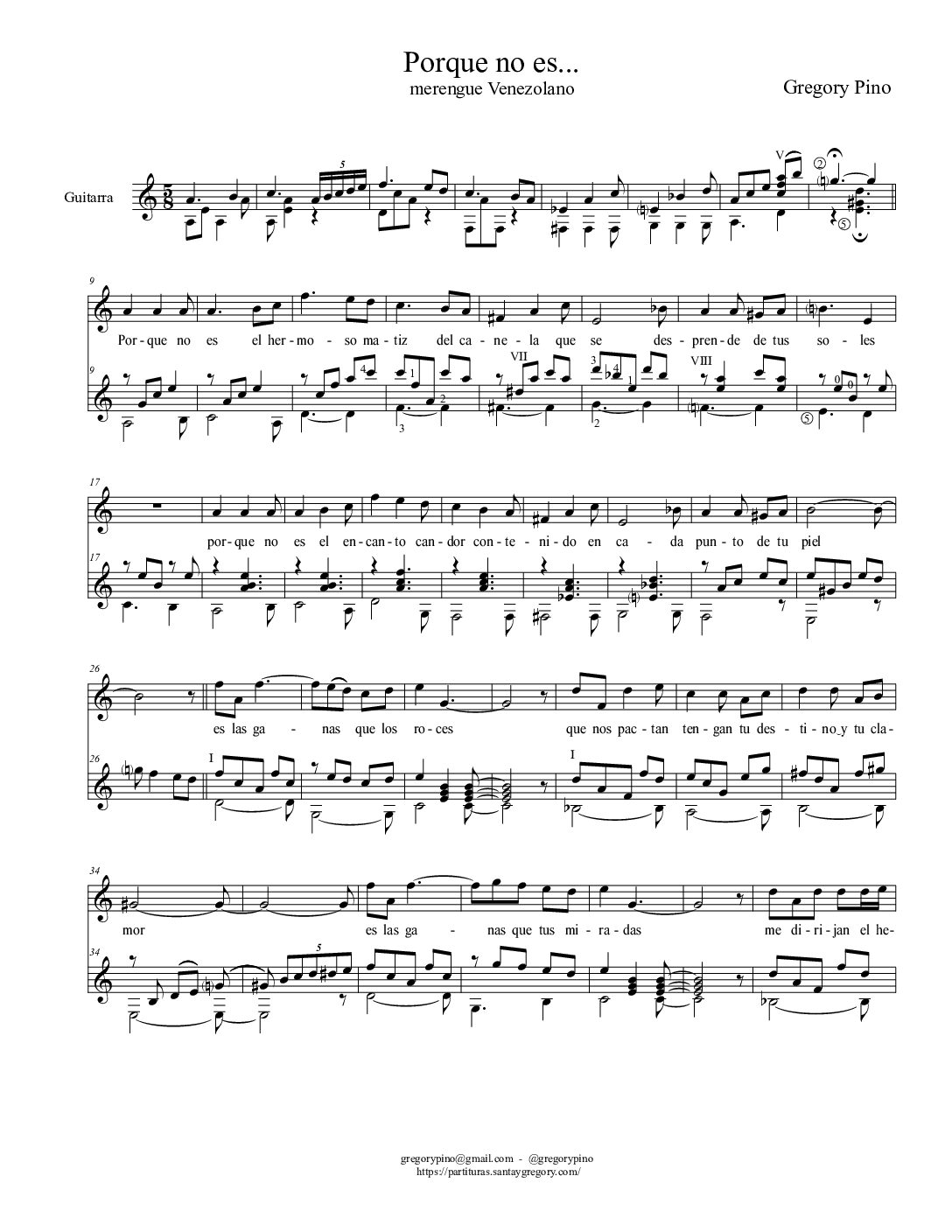 Porque no es... - Gregory Pino - guitarra y voz