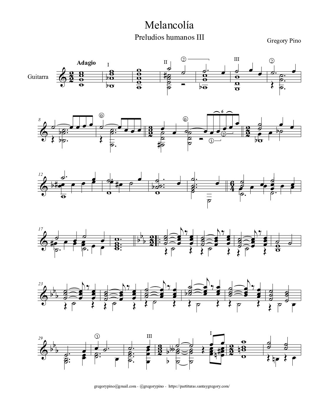 Melancolía, para guitarra