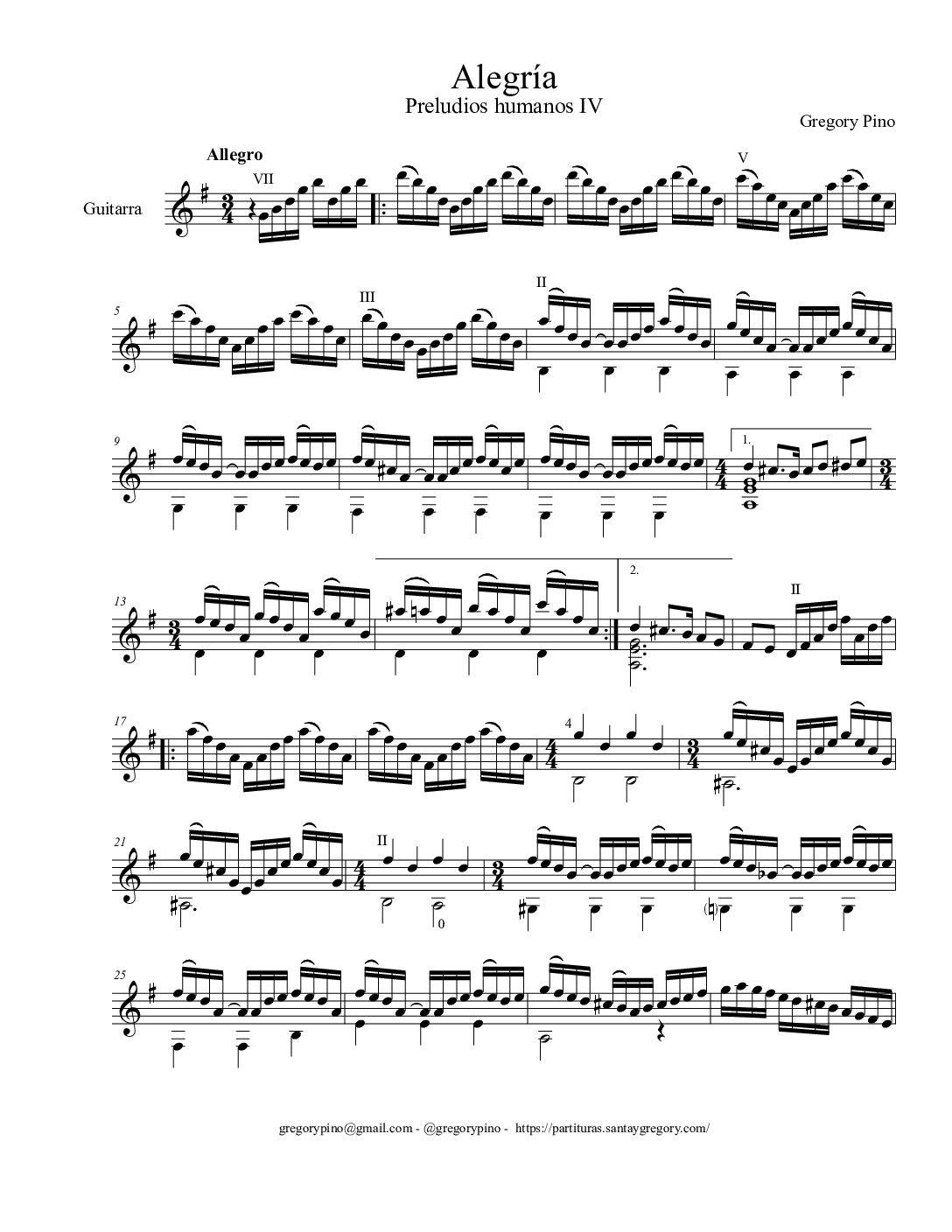 Alegría, para guitarra