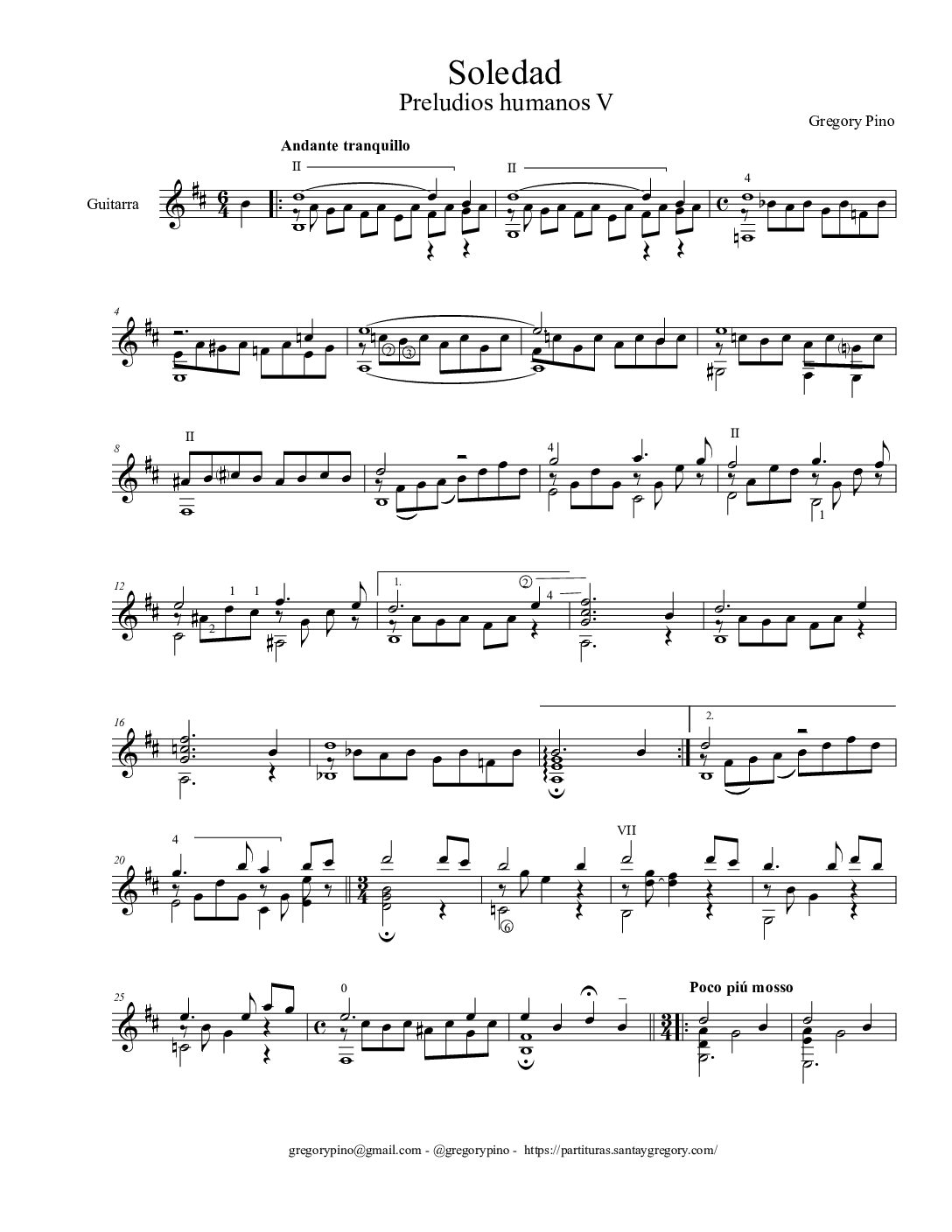 Soledad, para guitarra