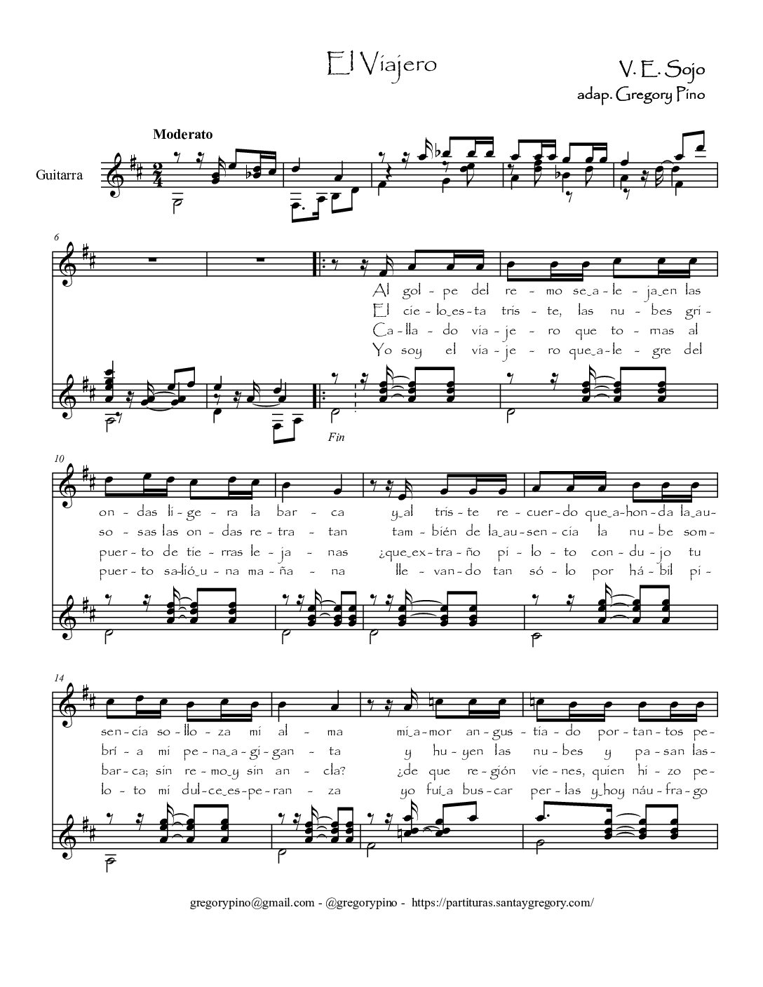 El viajero, rec. V. E. Sojo - guitarra y voz