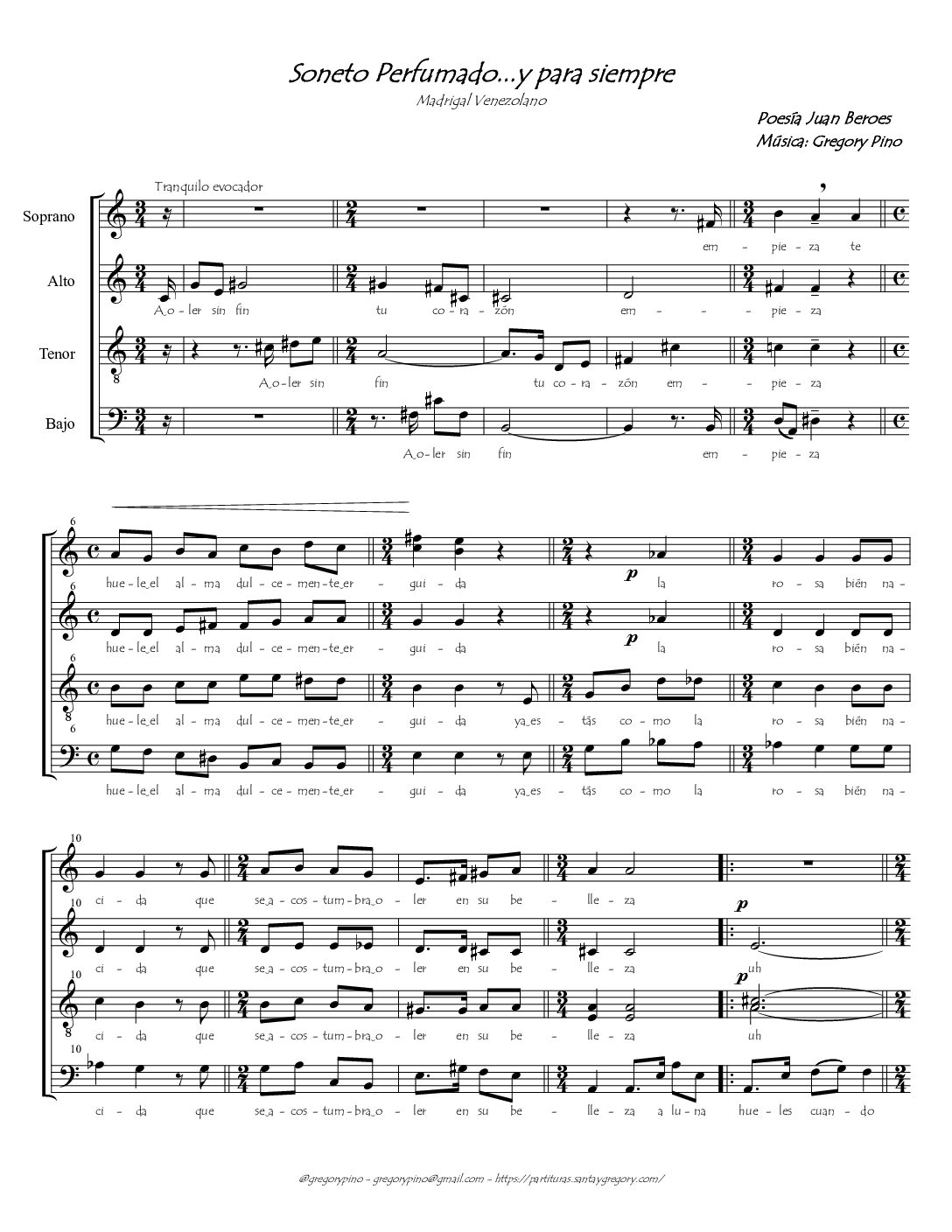 Soneto perfumado y para siempre - madrigal venezolano