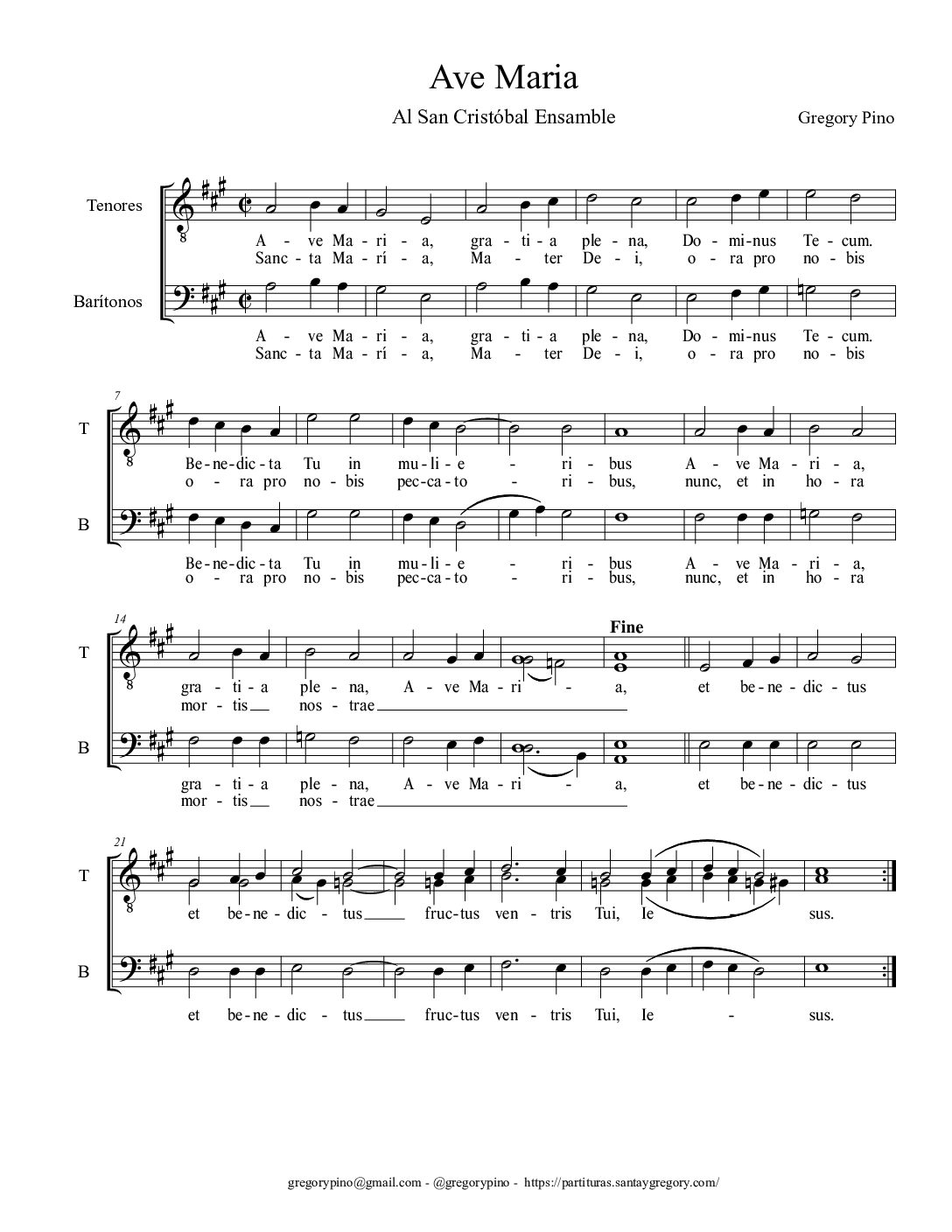 Ave Maria, para voces oscuras