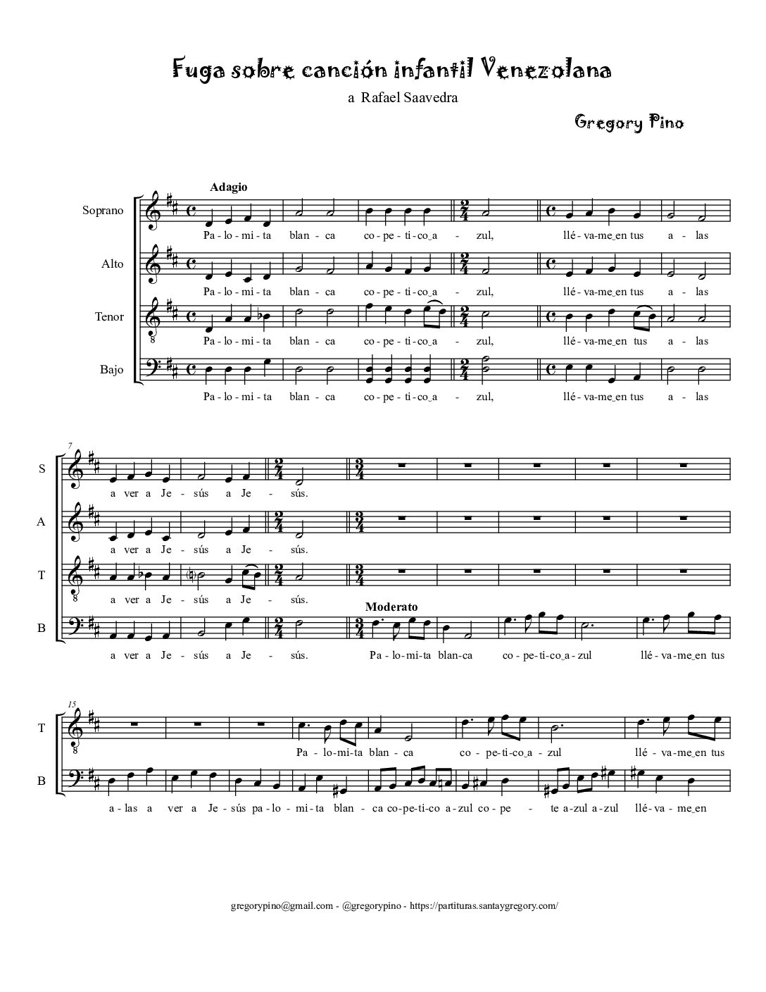 Fuga sobre tema infantil venezolano - coro voces mixtas