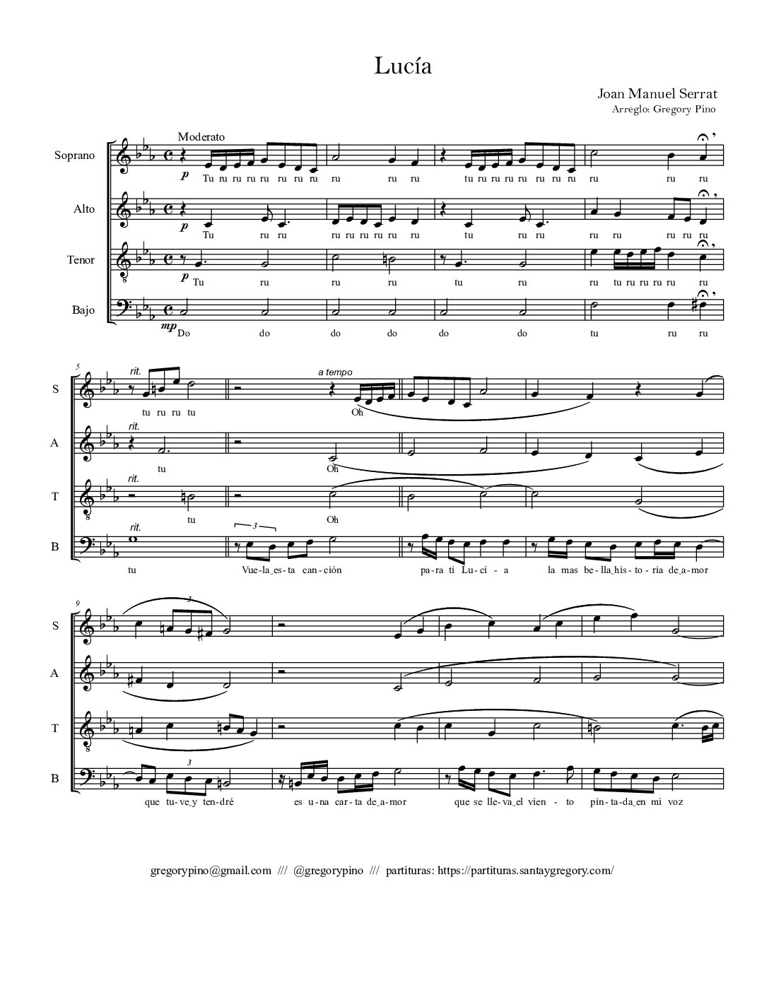 Lucía, J. M. Serrat - Coro voces mixtas SATB