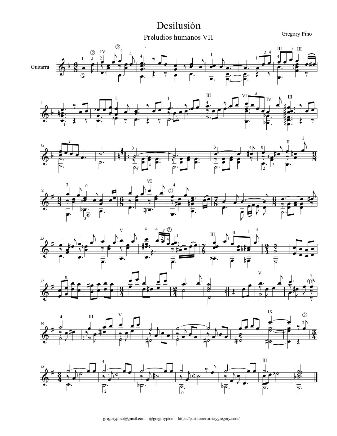 Desilusión, para guitarra