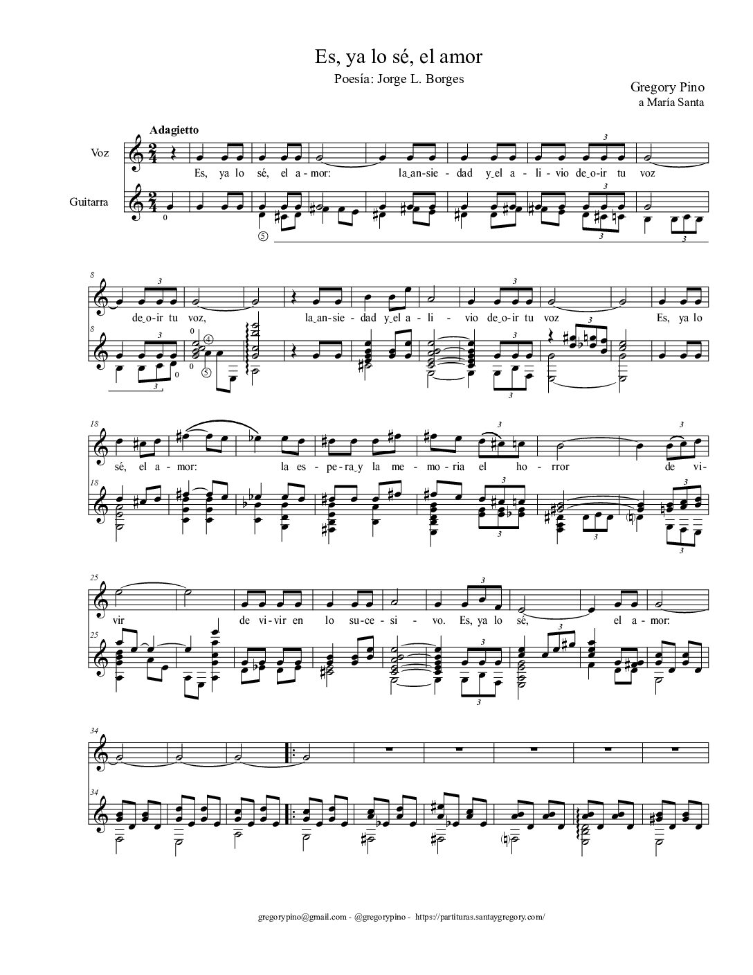 Es, ya lo sé, el amor - romanza para guitarra y voz