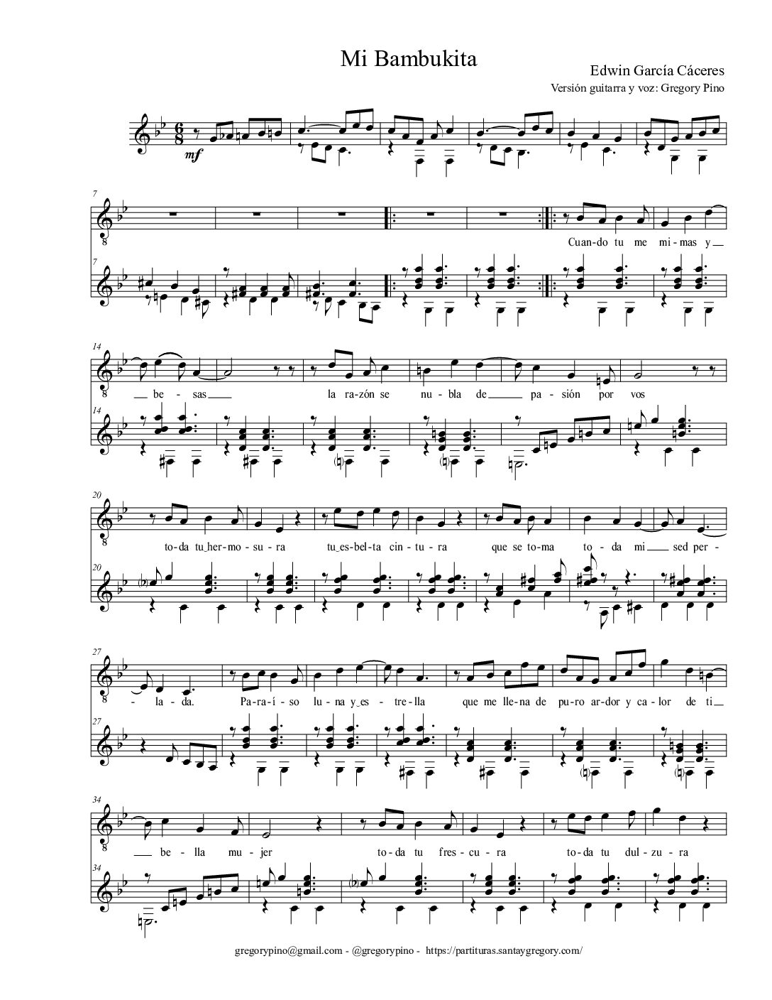 Mi Bambukita, E. García, Guitarra y voz