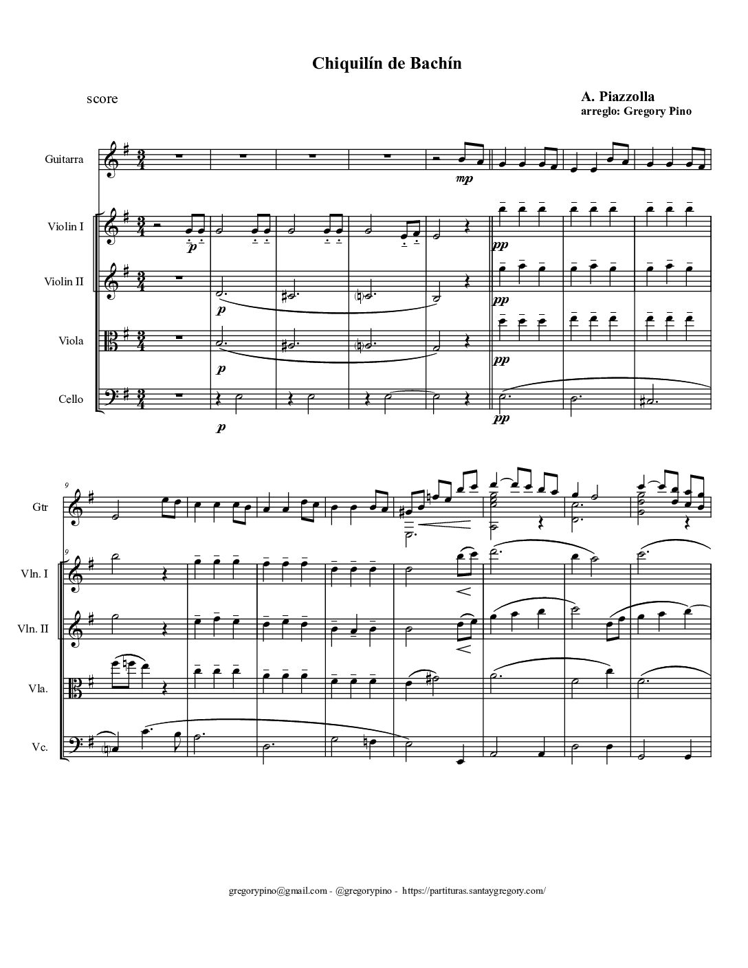 Chiquilín de Bachín, A. Piazzolla - guitarra y 4to de cuerdas