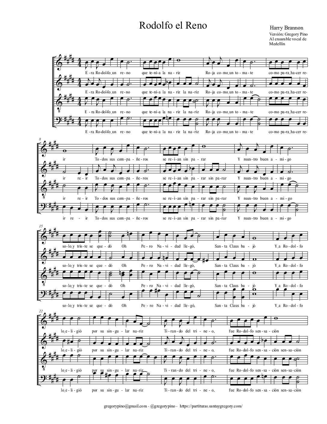 Rodolfo el Reno - para coro mixto