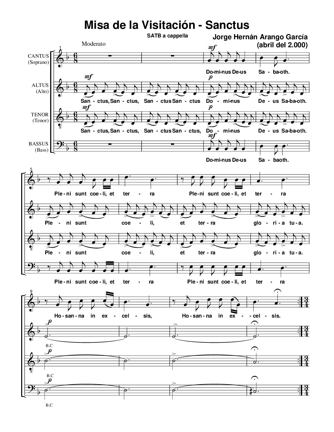 Sanctus - Jorge H. Arango SATB