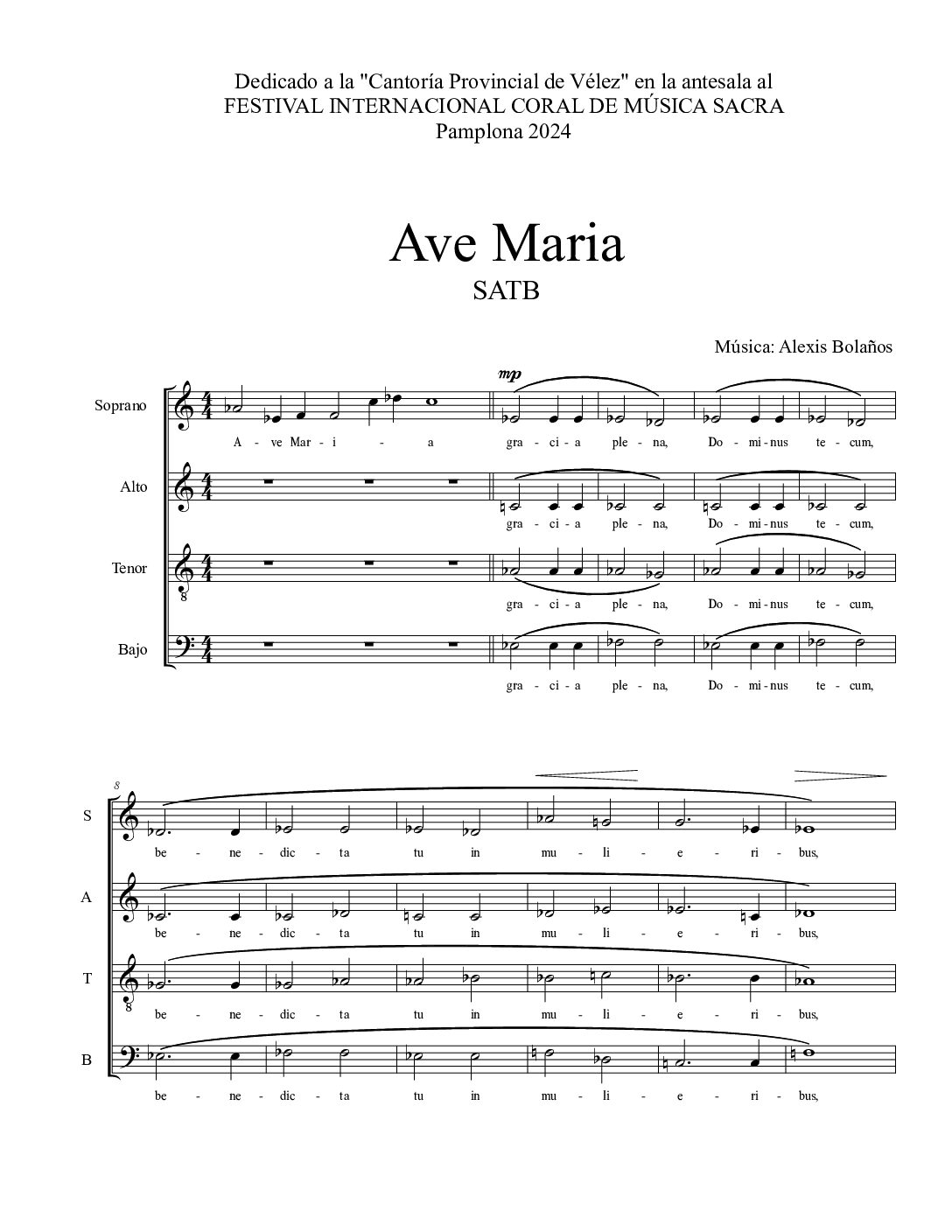 Ave Maria - SATB - Alexis Bolaños