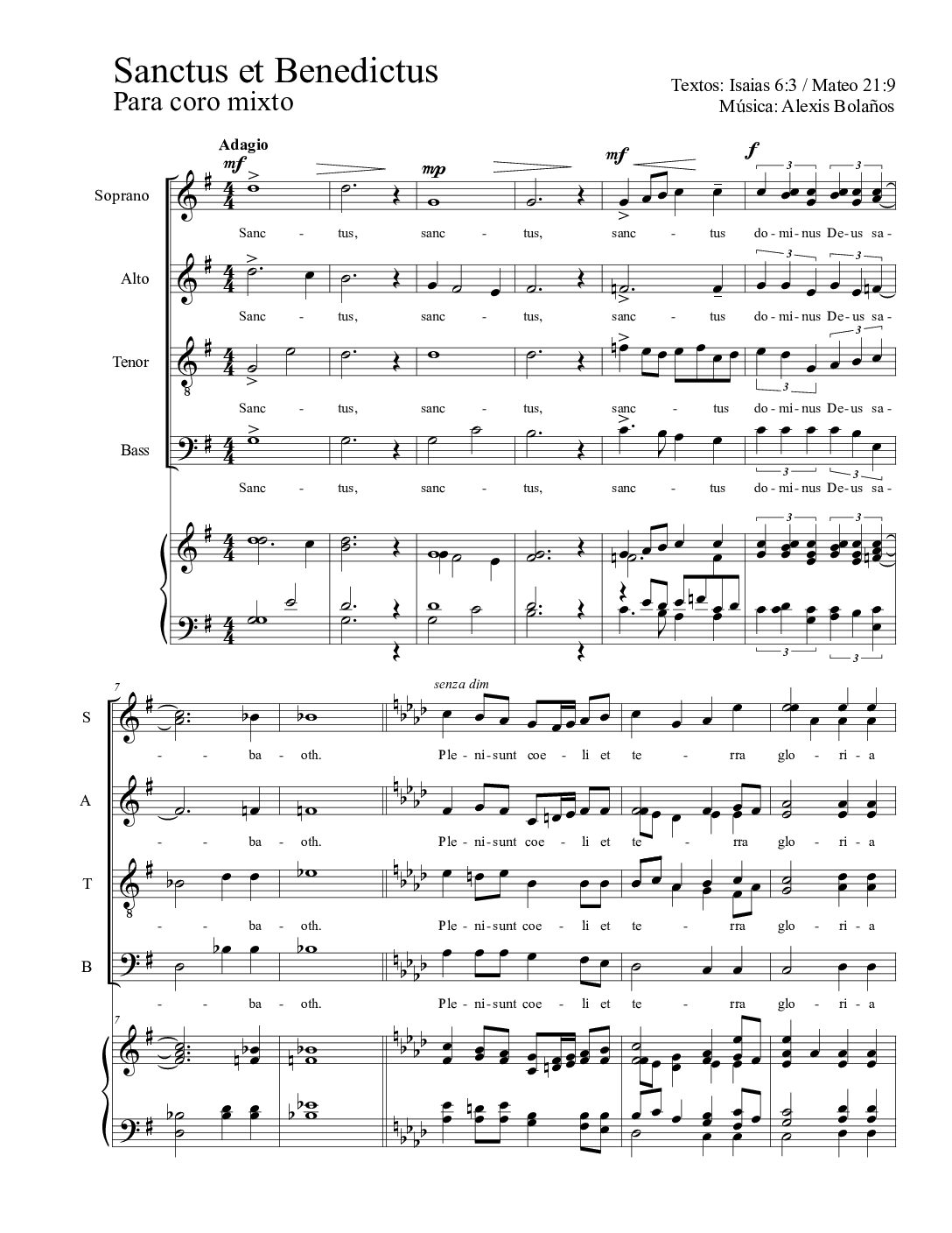 Sanctus et Benedictus - Alexis Bolaños - SATB