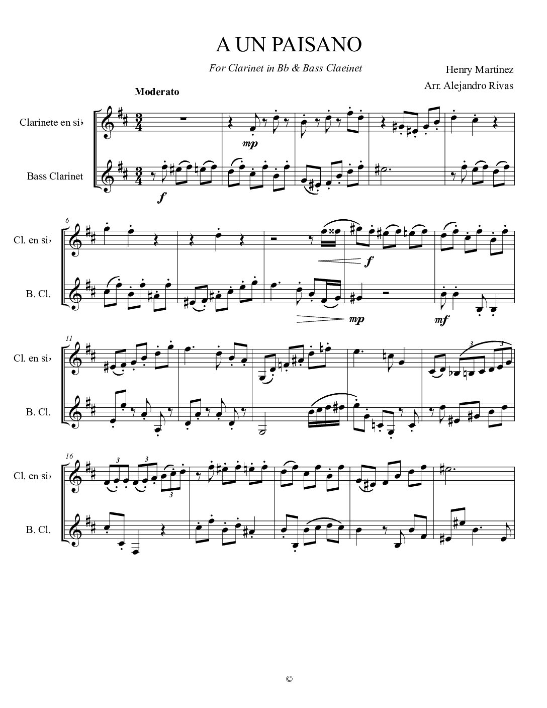 A un paisano - H. Martínez - 2 clarinetes