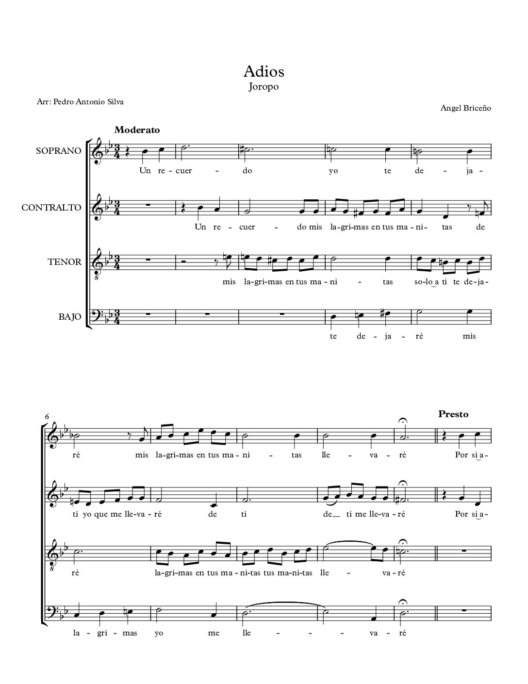 Adiós - Ángel Briceño - SATB