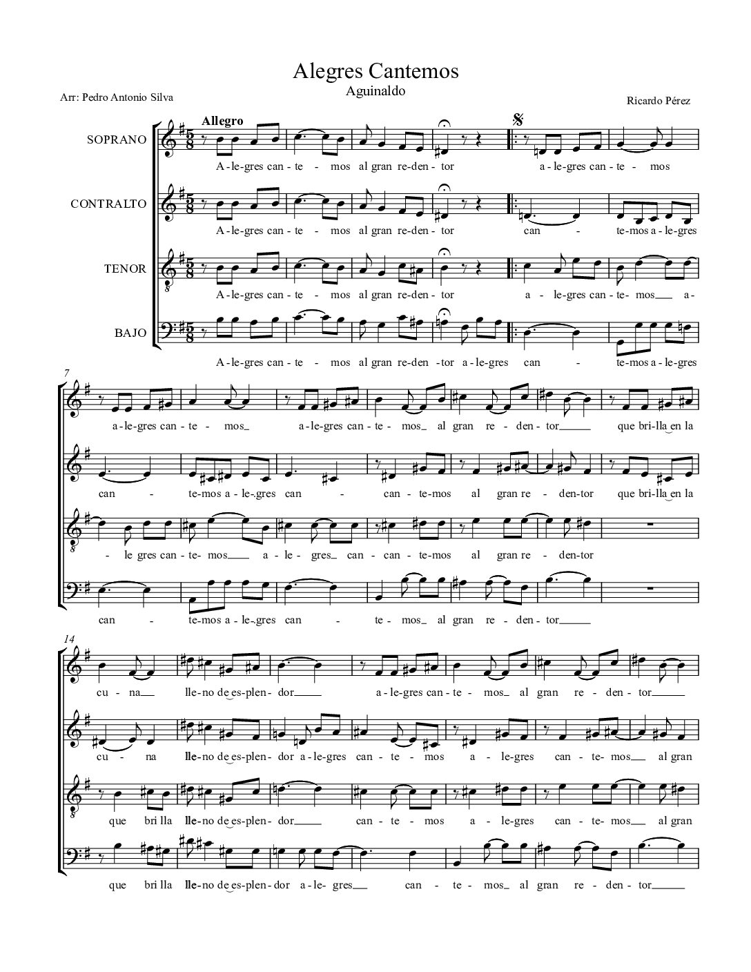 Alegres cantemos - Aguinaldo - SATB