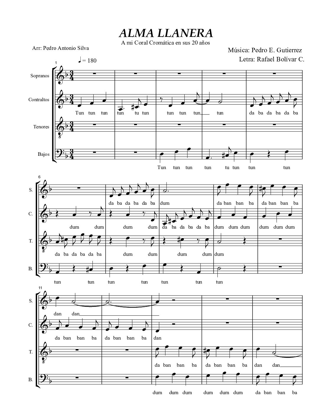 Alma Llanera - coro mixto SATB