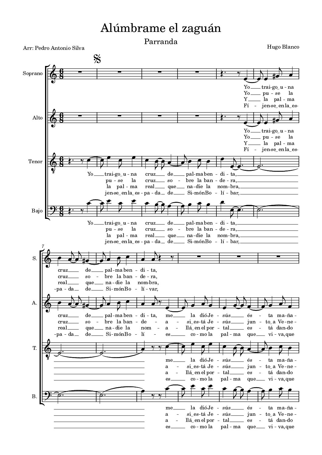 Alúmbrame el zaguan - Hugo blanco - SATB
