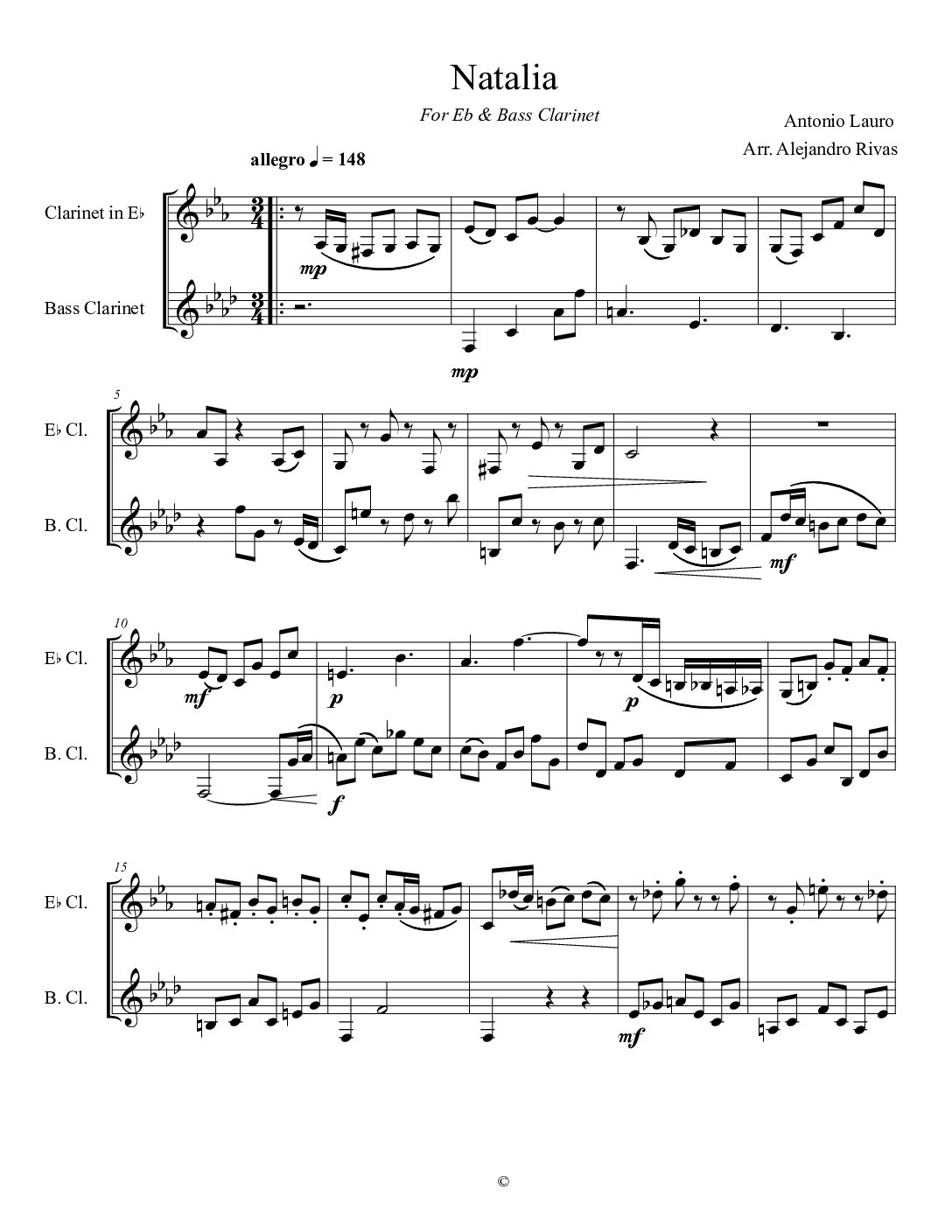 Natalia - A. Lauro - 2 clarinetes